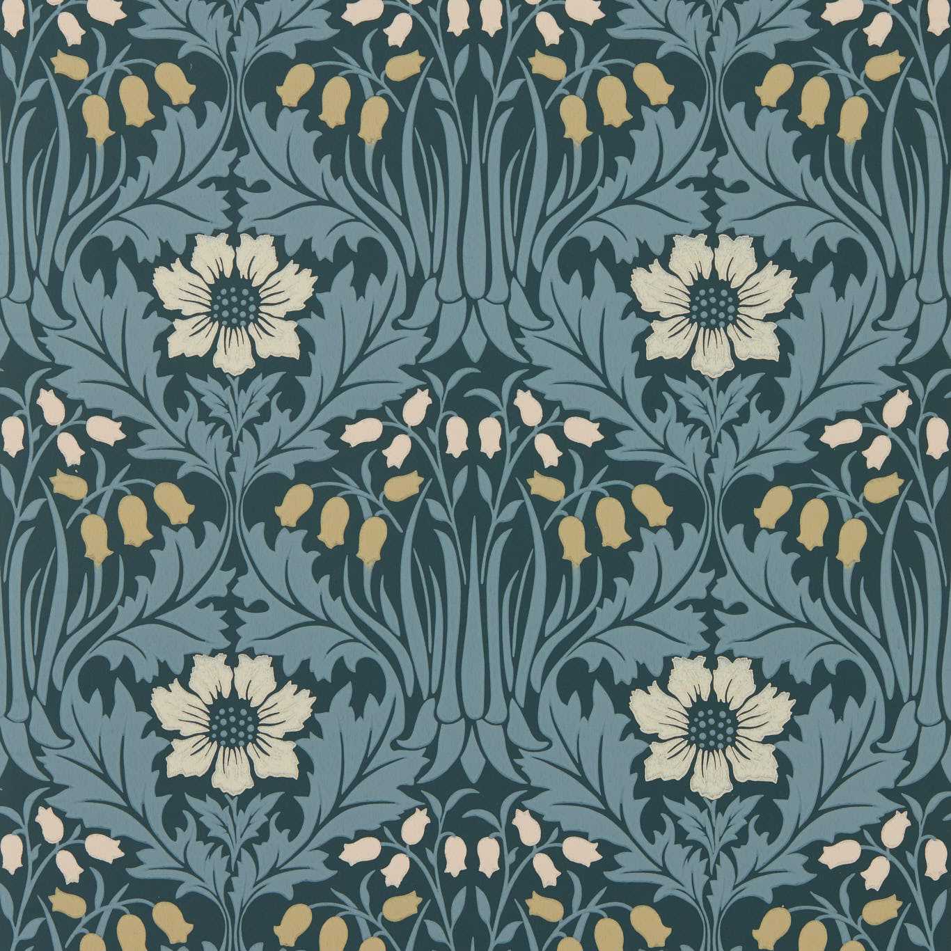 Woodbell & Anemone - Indigo Wallpaper