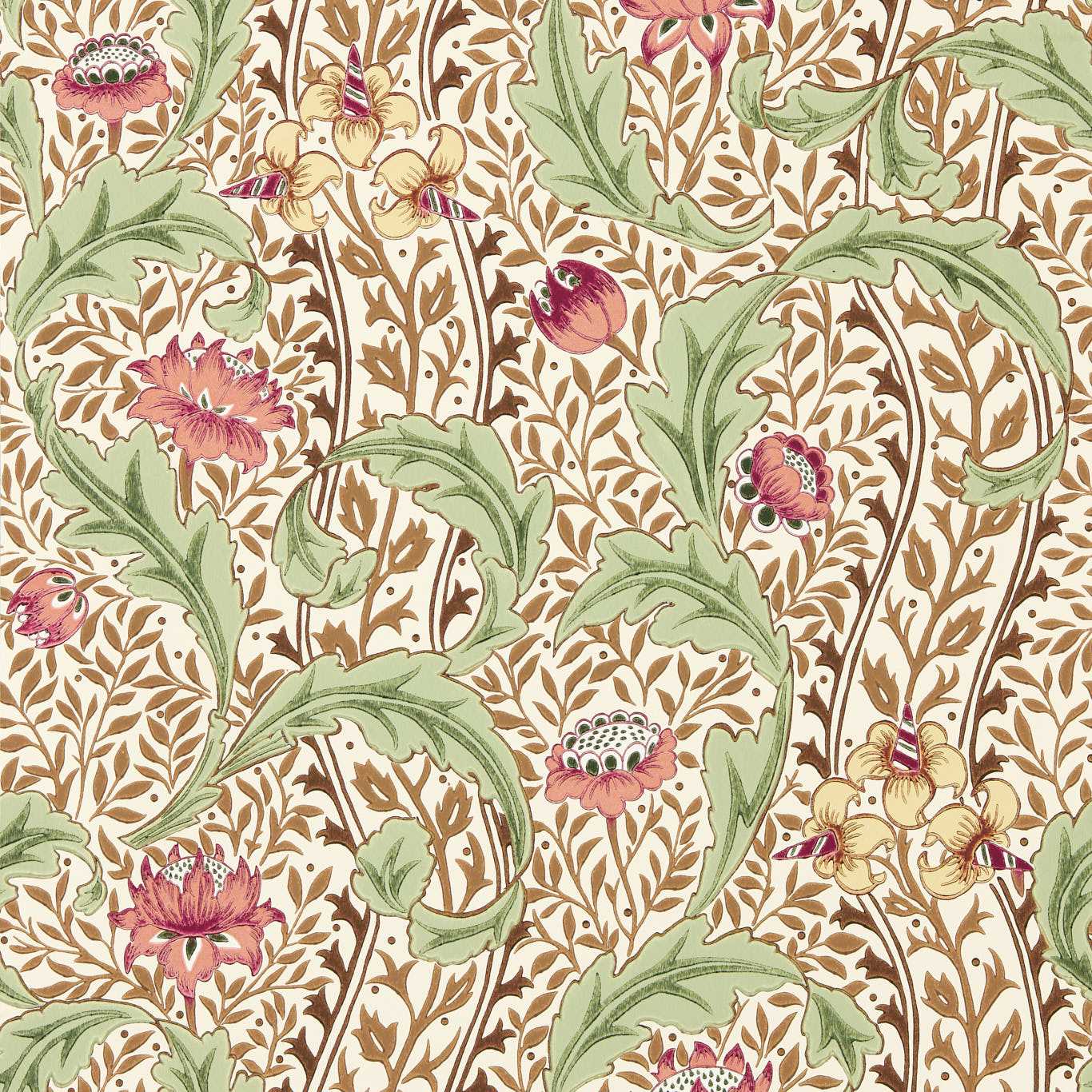 Wild Tulip & Vine - Rose / Linen Wallpaper