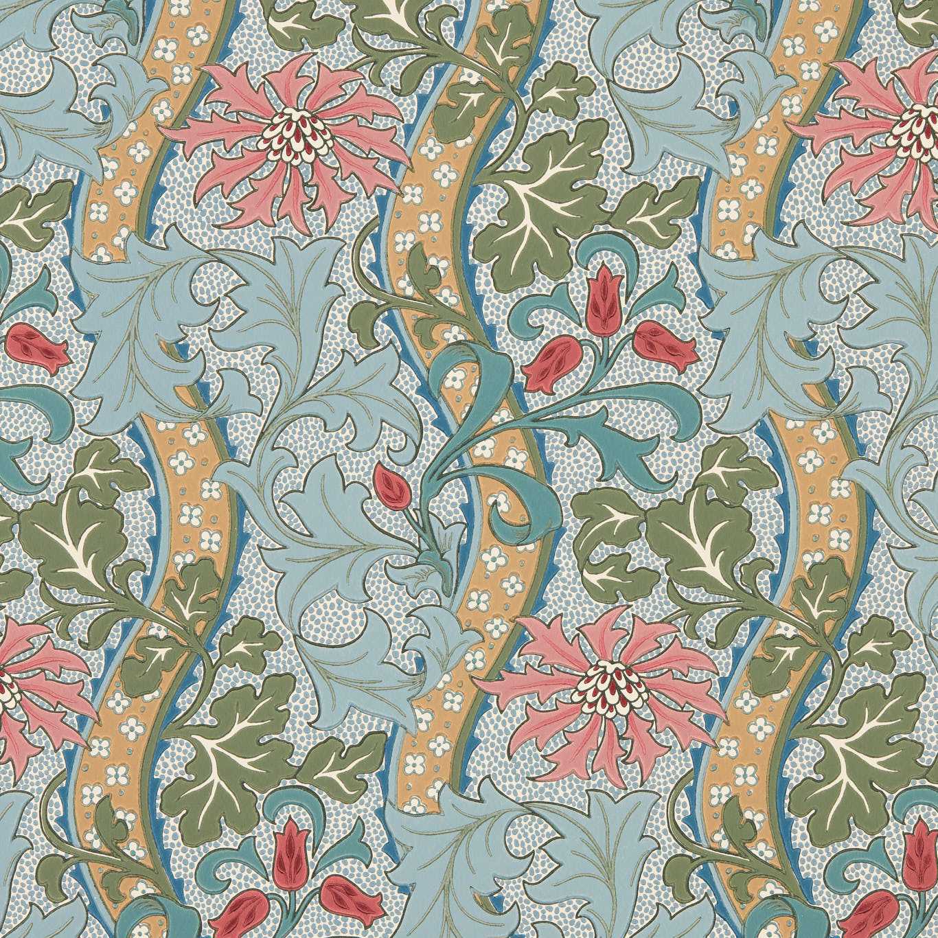 Cornflower - Rose / Woad Wallpaper