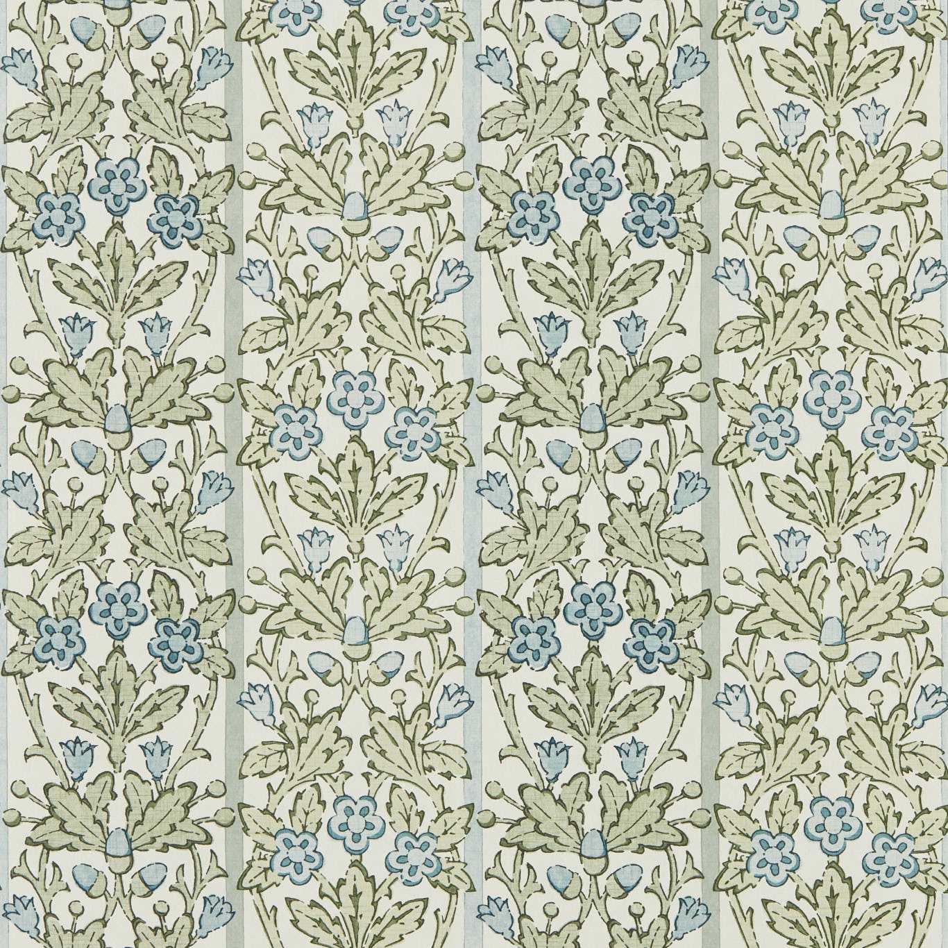 Oak & Blossom - Thyme / Woad Wallpaper