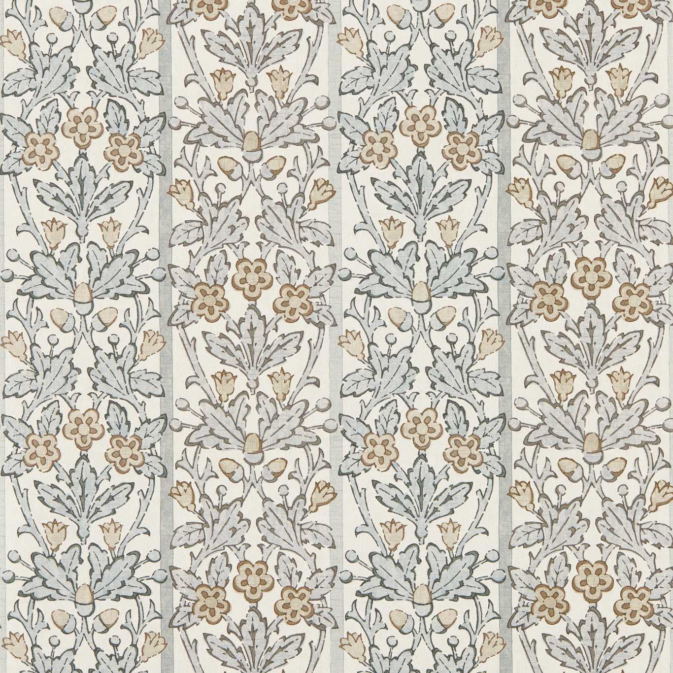Oak & Blossom - Mineral Blue / Linen Wallpaper
