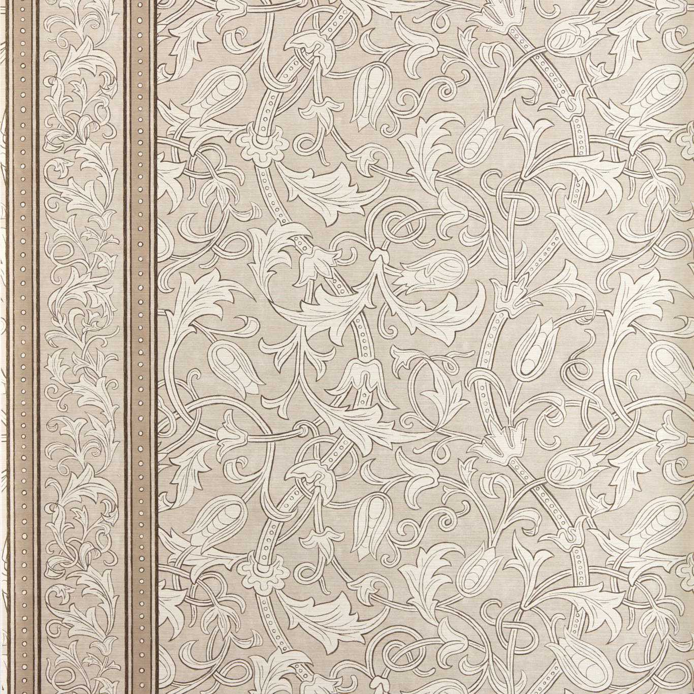 Etched Scrolling Tulip - Parchment Wallpaper