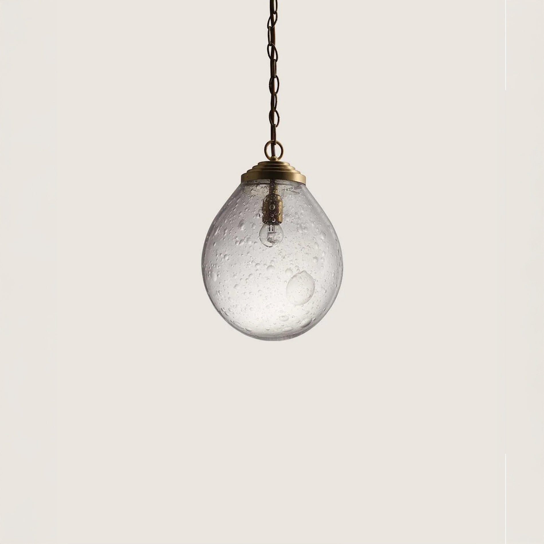Medium Orb Pendant - Clear - Bright Gold