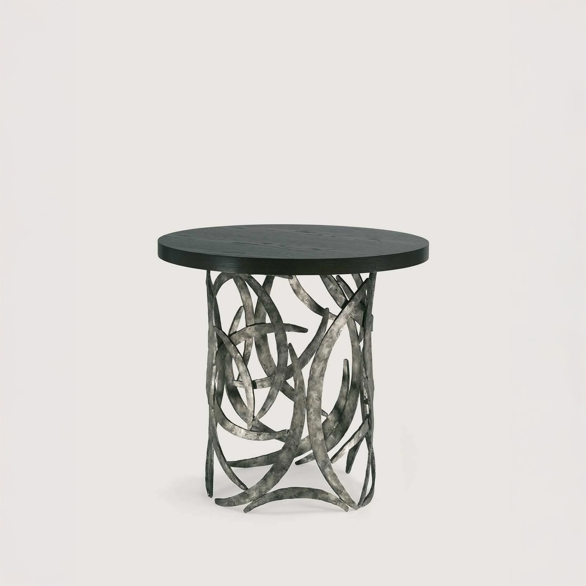 Miro Drum Table - Burnt Silver - Dark Fumed Oak