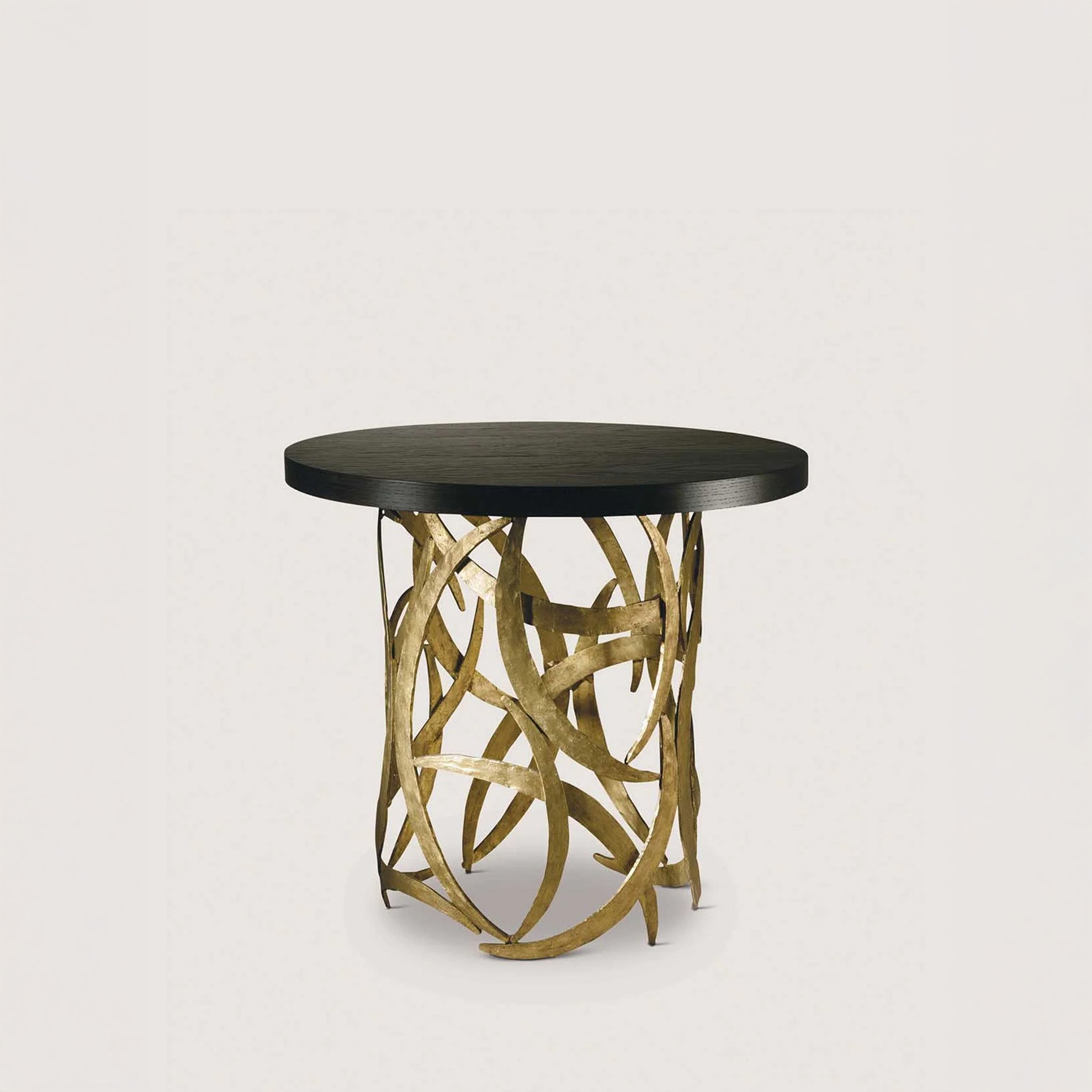 Miro Drum Table - French Brass - Dark Fumed Oak