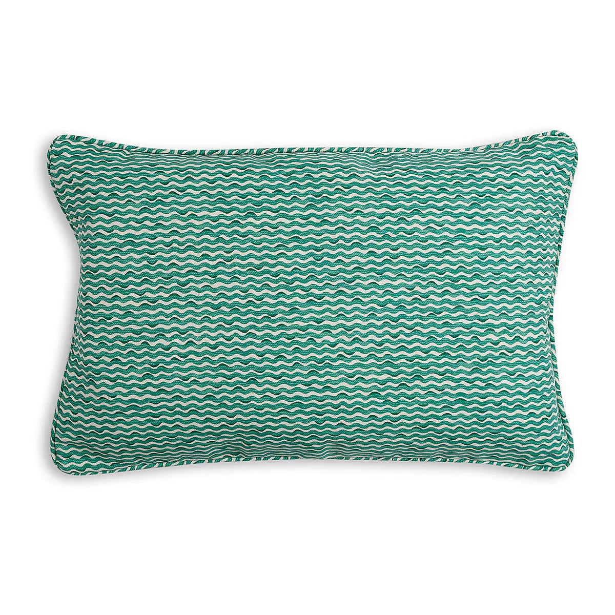 Large Oblong Cushion in Green Popple Indoor-Outdoor, 21 x 14