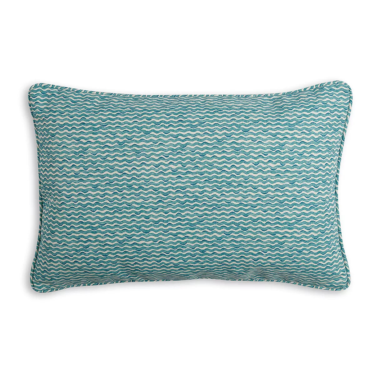 Large Oblong Cushion in Teal Popple Indoor-Outdoor, 21 x 14