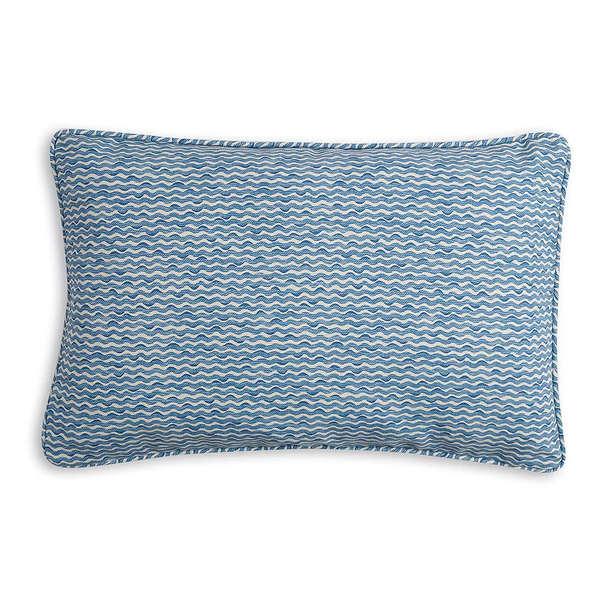 Small Oblong Cushion in Blue Popple Indoor-Outdoor, 17 x 14