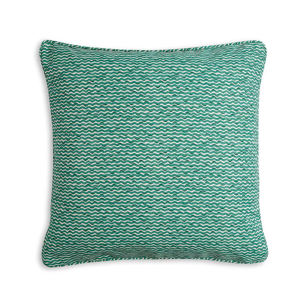 Large Square Cushion in Green Popple Indoor-Outdoor, 21 x 21