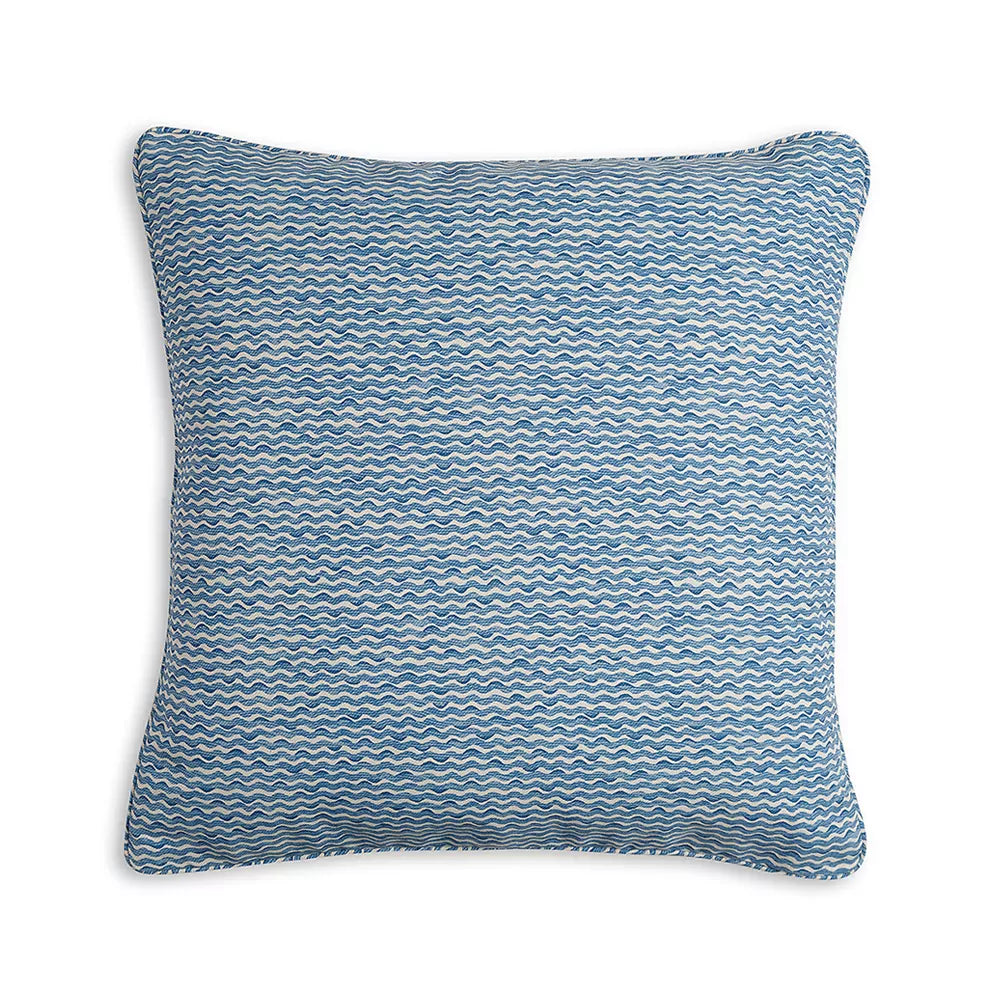 Small Square Cushion in Blue Popple Indoor-Outdoor, 17 x 17