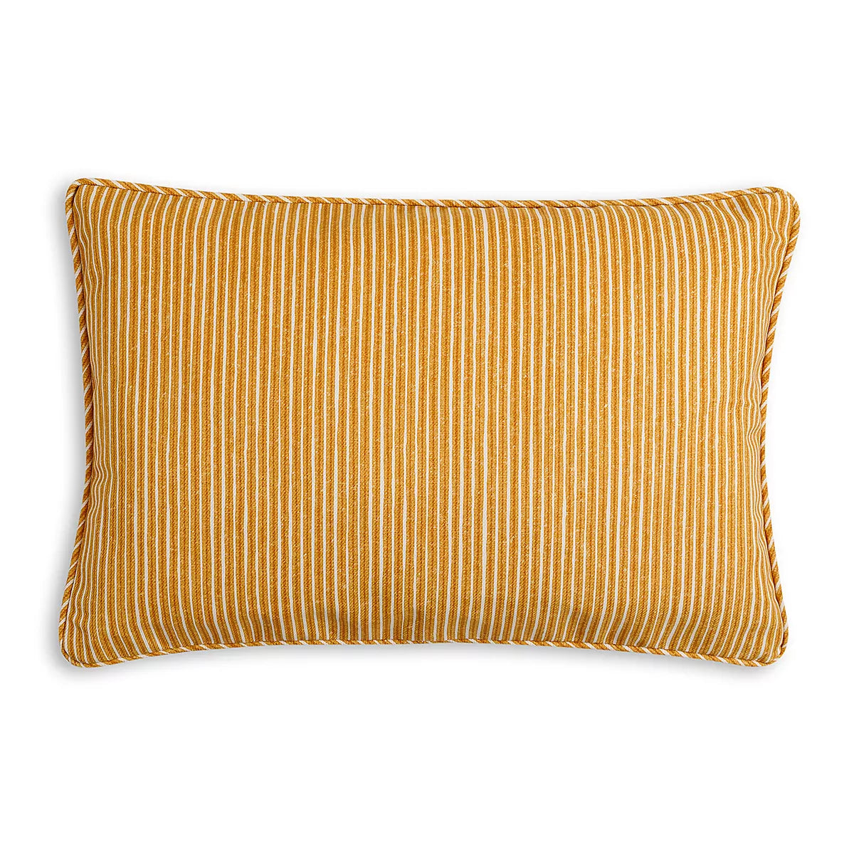 Small Oblong Cushion in Yellow Poulton Stripe Indoor-Outdoor, 17 x 14