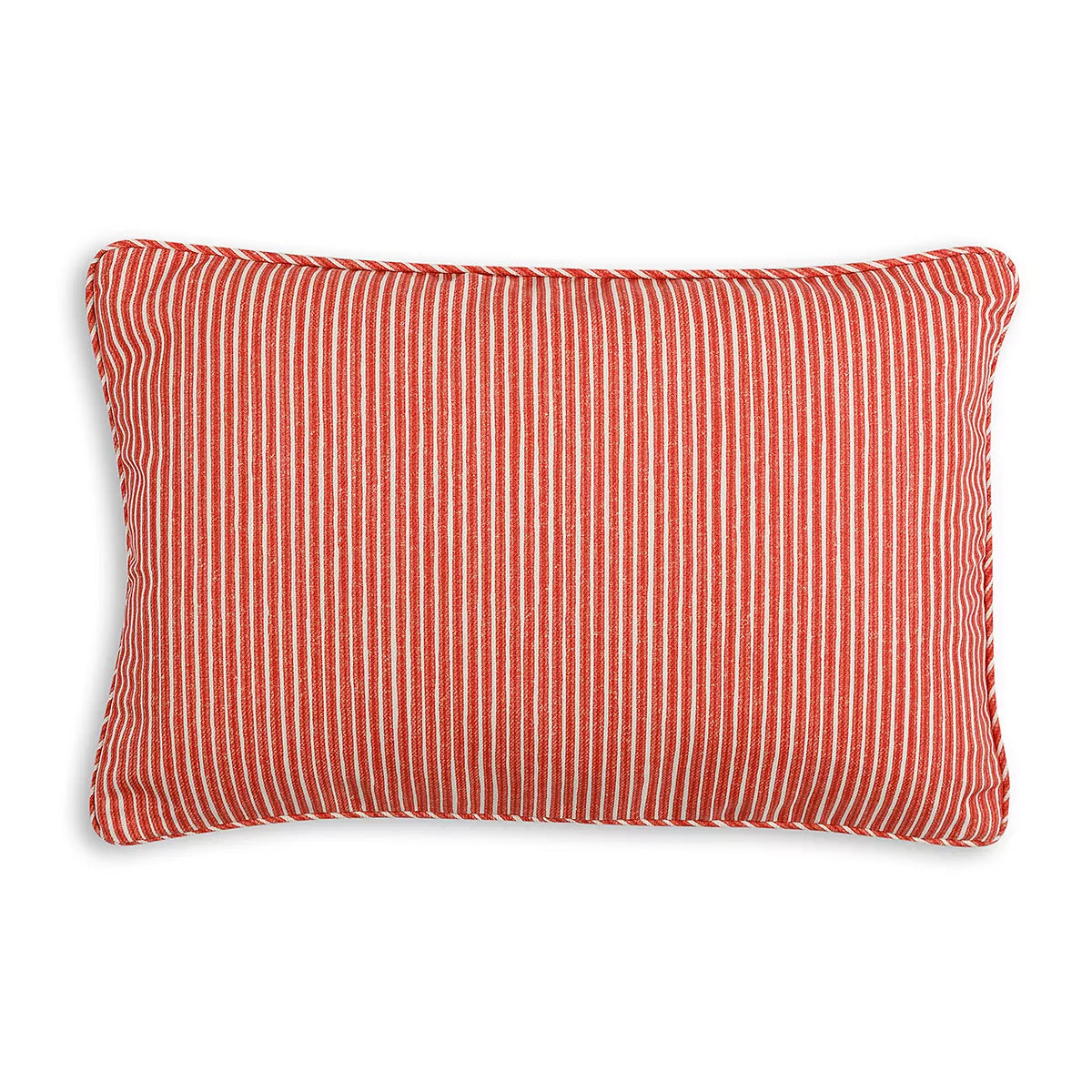 Small Oblong Cushion in Red Poulton Stripe Indoor-Outdoor, 17 x 14