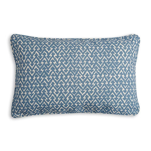Large Oblong Cushion in Blue Rabanna Indoor-Outdoor, 21 x 14