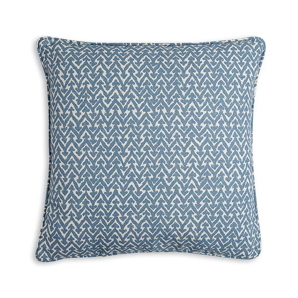 Small Square Cushion in Blue Rabanna Indoor-Outdoor, 17 x 17