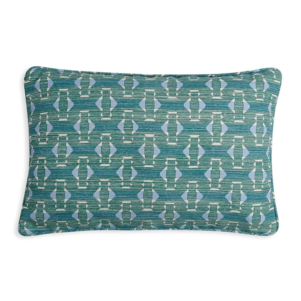Large Oblong Cushion in Green Sicily Indoor-Outdoor, 21 x 14