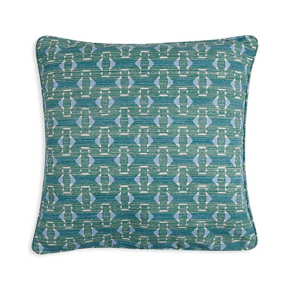 Large Square Cushion in Green Sicily Indoor-Outdoor, 21 x 21