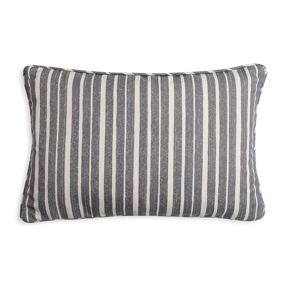 Small Oblong Cushion in Neutral York Stripe Indoor-Outdoor, 17 x 14