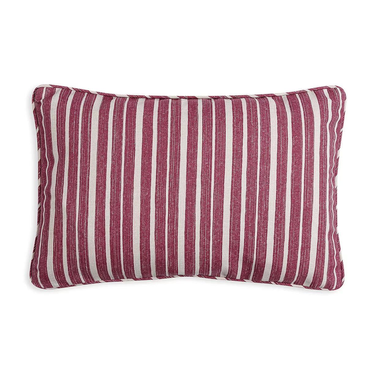 Small Oblong Cushion in Pink York Stripe Indoor-Outdoor, 17 x 14