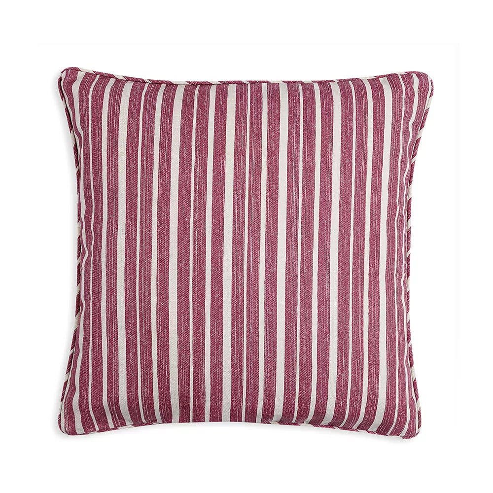 Large Square Cushion in Pink York Stripe Indoor-Outdoor, 21 x 21