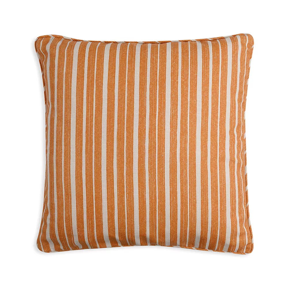 Large Square Cushion in Orange York Stripe Indoor-Outdoor, 21 x 21