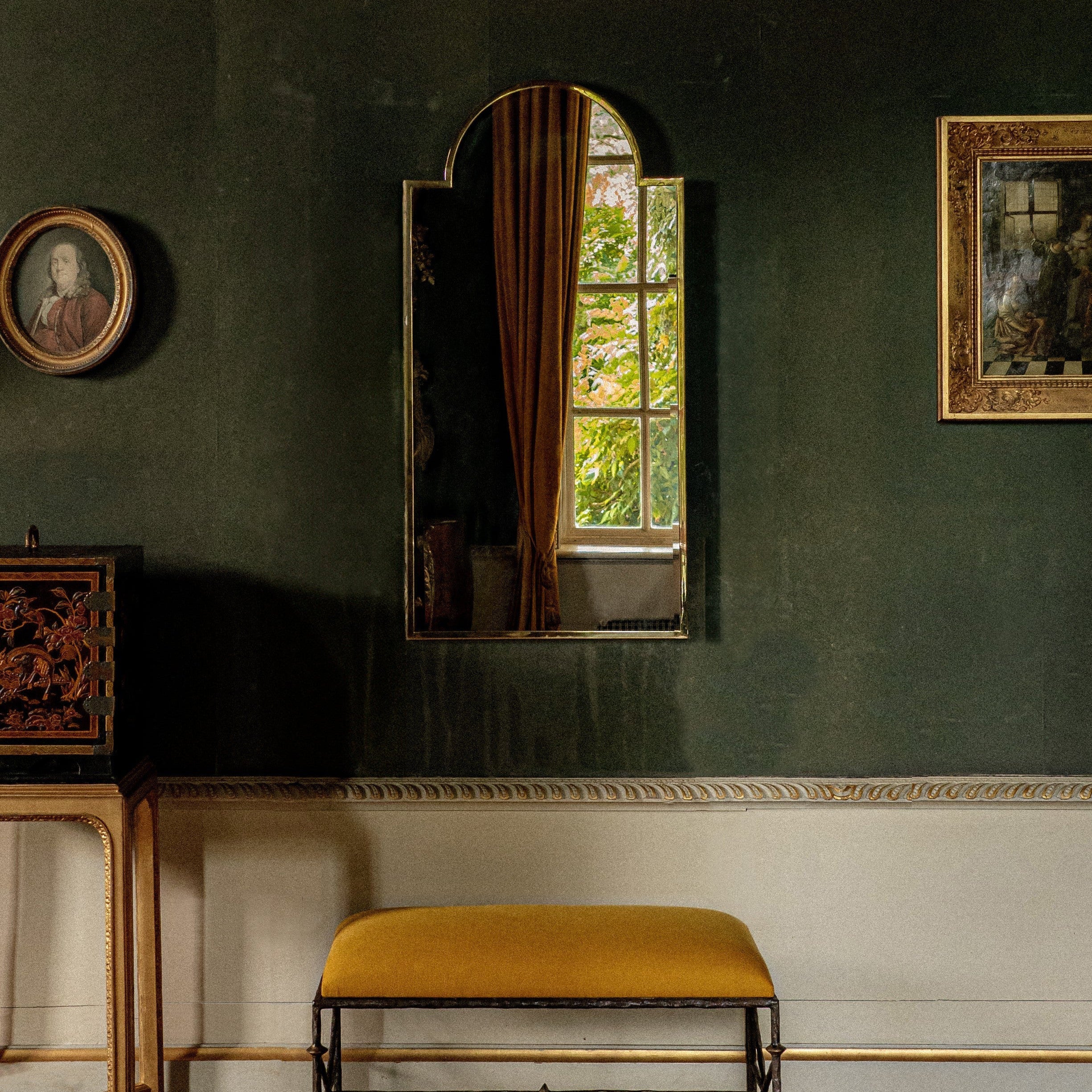 Stanley Dressing Table Bench - Old Rust and Gold with Seat Pad