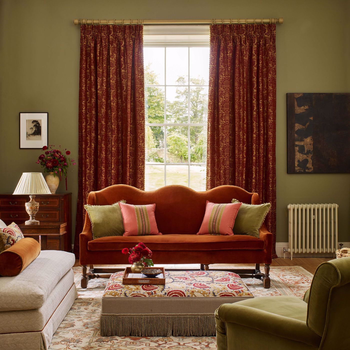 Pomegranate Brocatelle - Wedgwood Blue