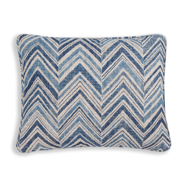 Small Oblong Cushion in Blue Flame Stitch, 14 x 17 Inches