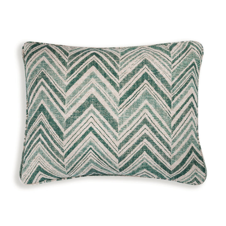 Small Oblong Cushion in Green Flame Stitch, 14 x 17 Inches