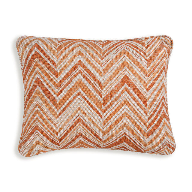 Small Oblong Cushion in Orange Flame Stitch, 14 x 17 Inches