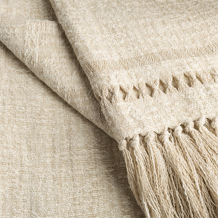 Petra Bed Throw with Diamond Detailing - Alabaster
