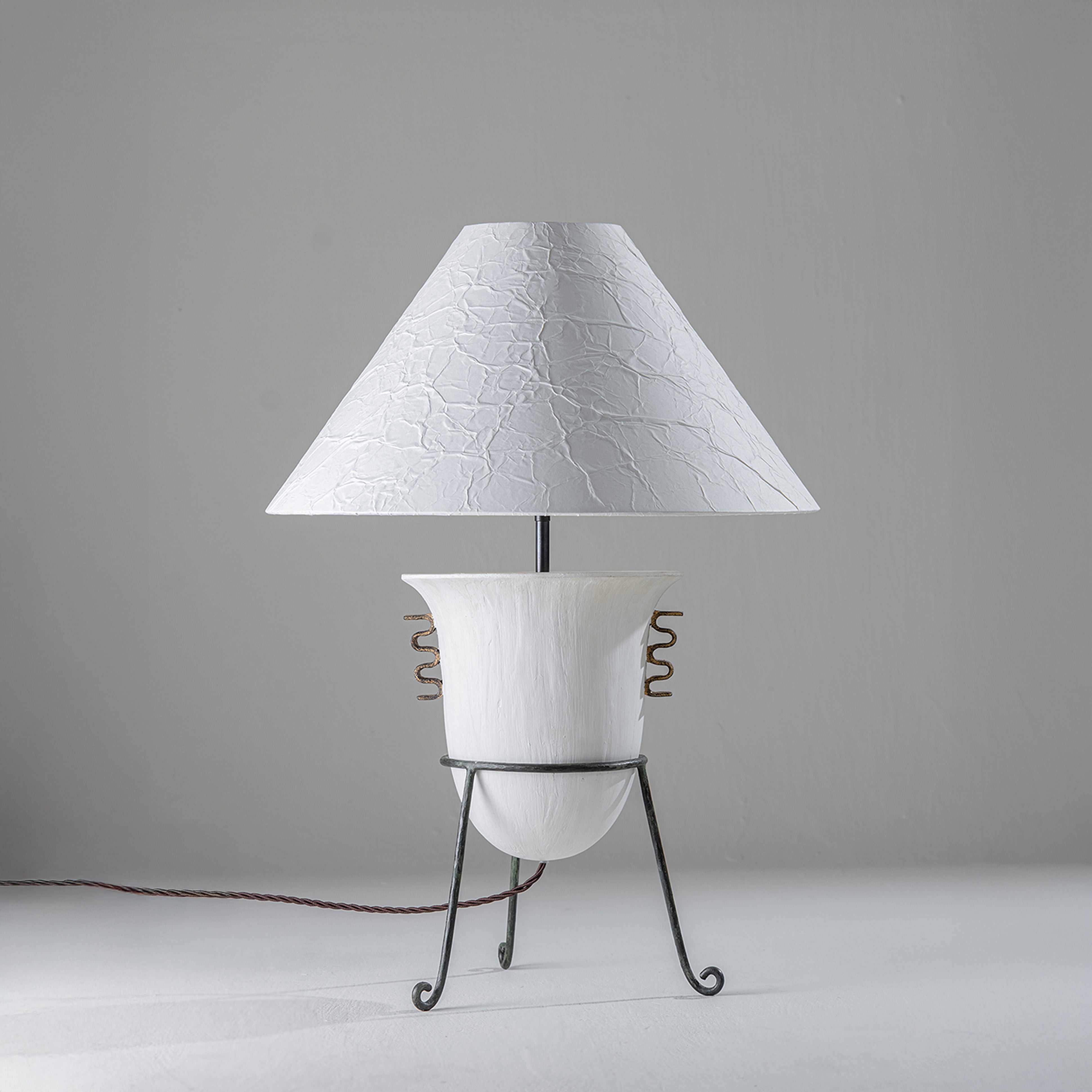 Etrusco Lamp - Anziano White and Distressed Gold with Verdigris