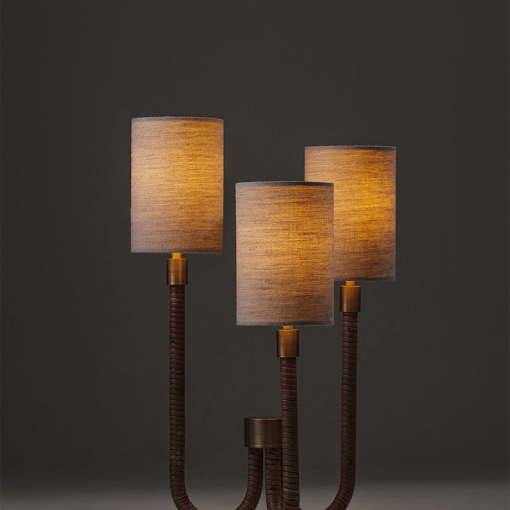 Holden Triad Lamp - Dark Cane with Antique Brass