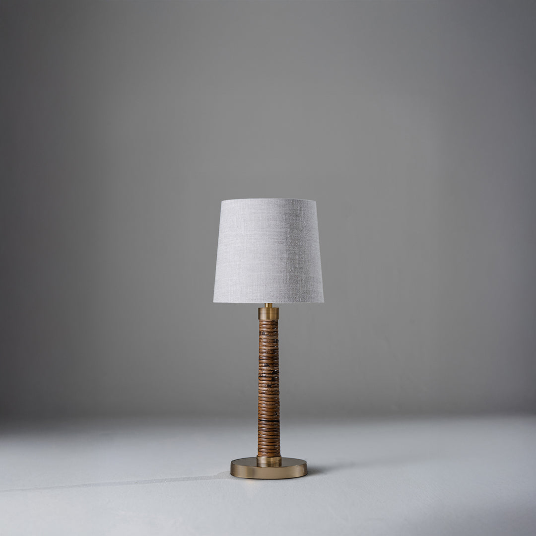 Holden Pillar Lamp - Dark Cane and Antique Brass