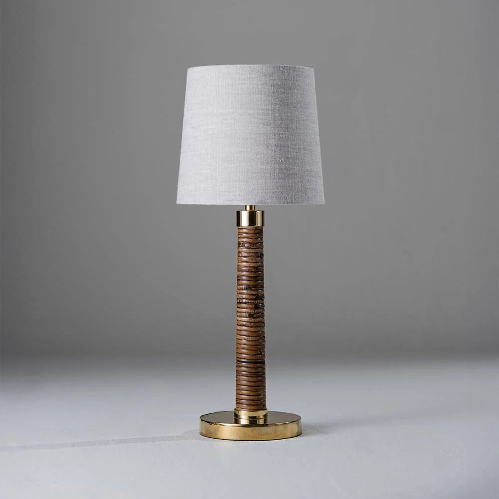 Holden Pillar Lamp - Dark Cane and Brass