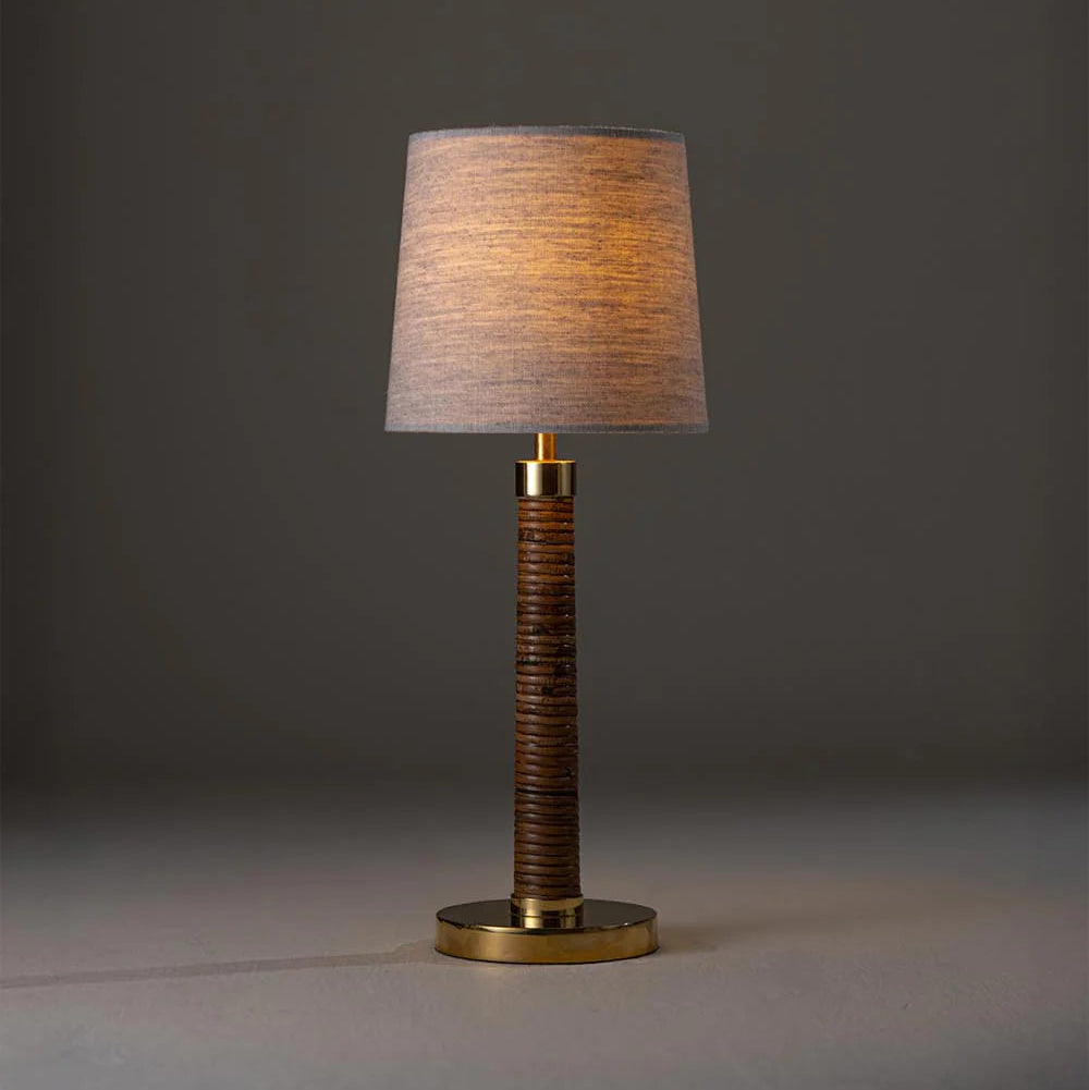 Holden Pillar Lamp - Dark Cane and Brass