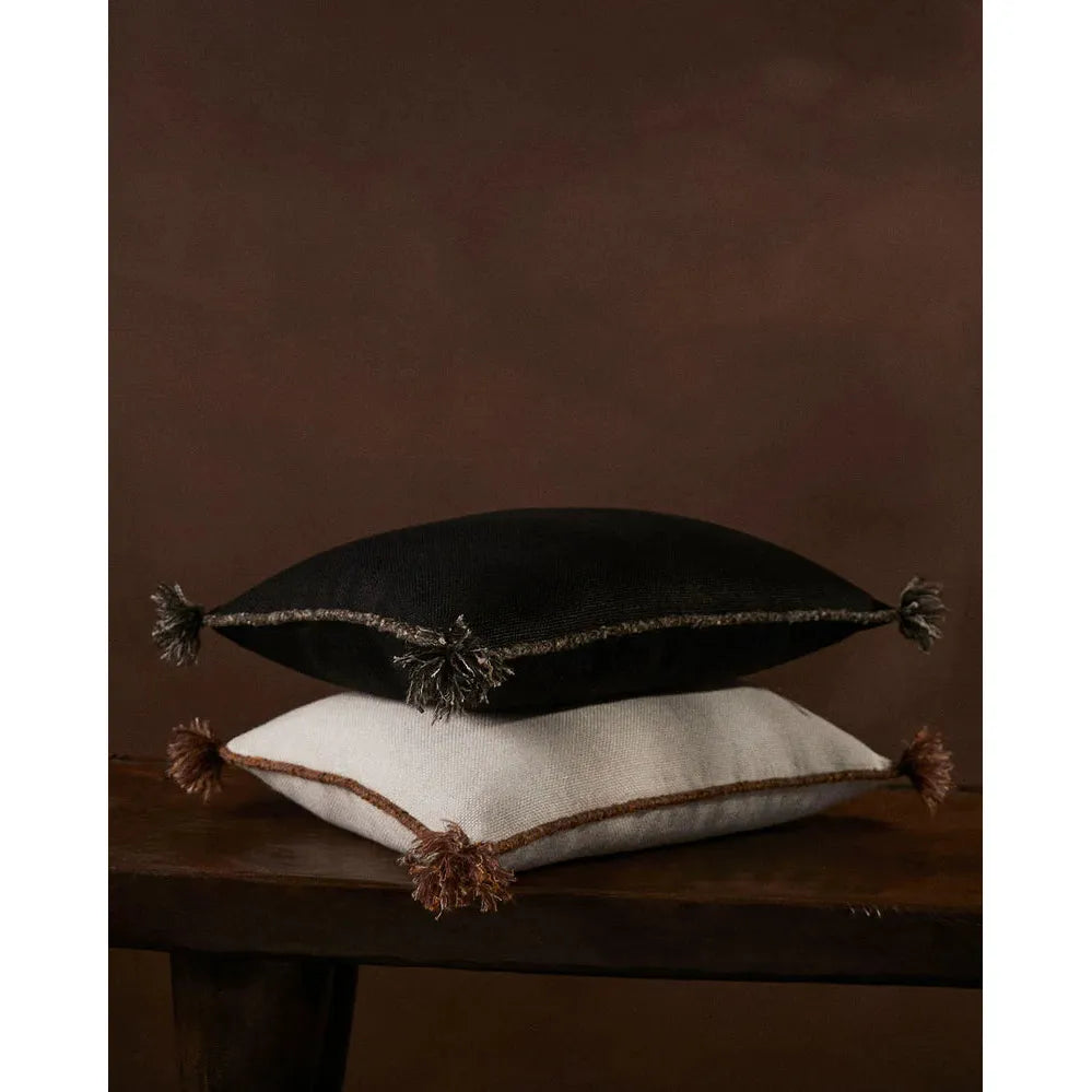 Cape Cushion with Braided Cord Trim - Coal