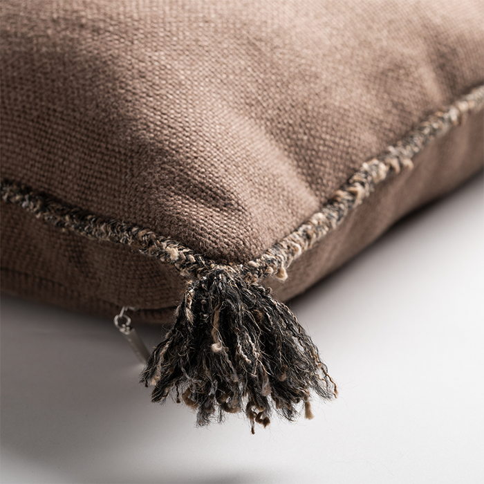 Cape Cushion with Braided Cord Trim - Taupe