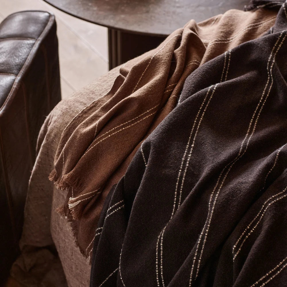 Pinstripe Cashmere Throw - Maple