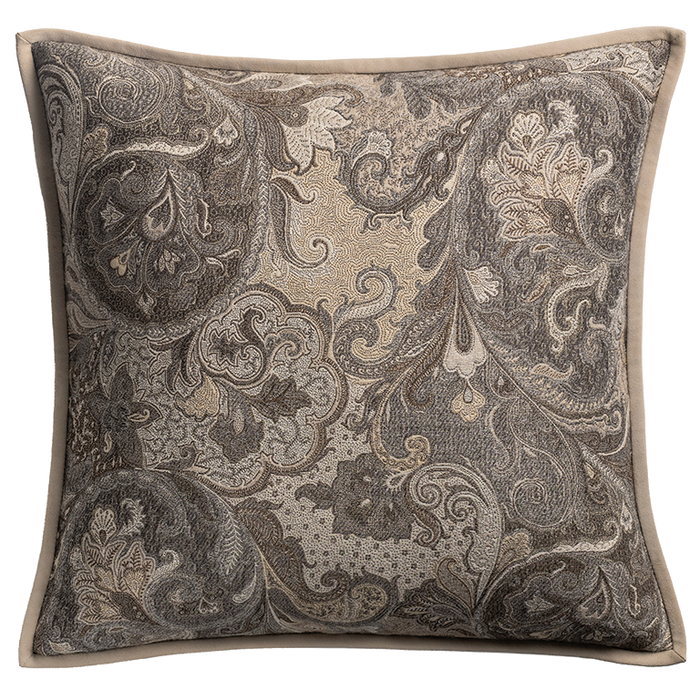 Elizabeth Paisley Cushion with Suede Trim - Cygnet
