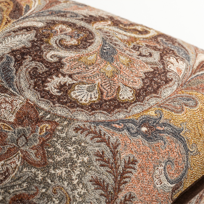 Elizabeth Paisley Cushion with Suede Trim - Pheasant