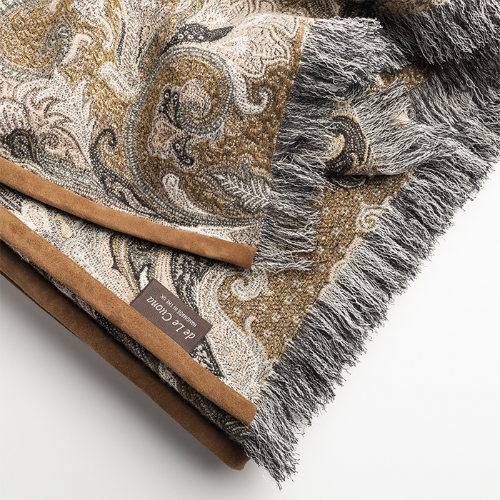 Elizabeth Throw with Fringe & Suede Edge - Partridge