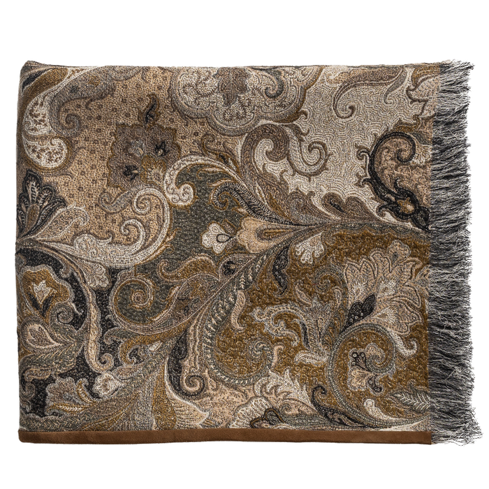 Elizabeth Throw with Fringe & Suede Edge - Partridge