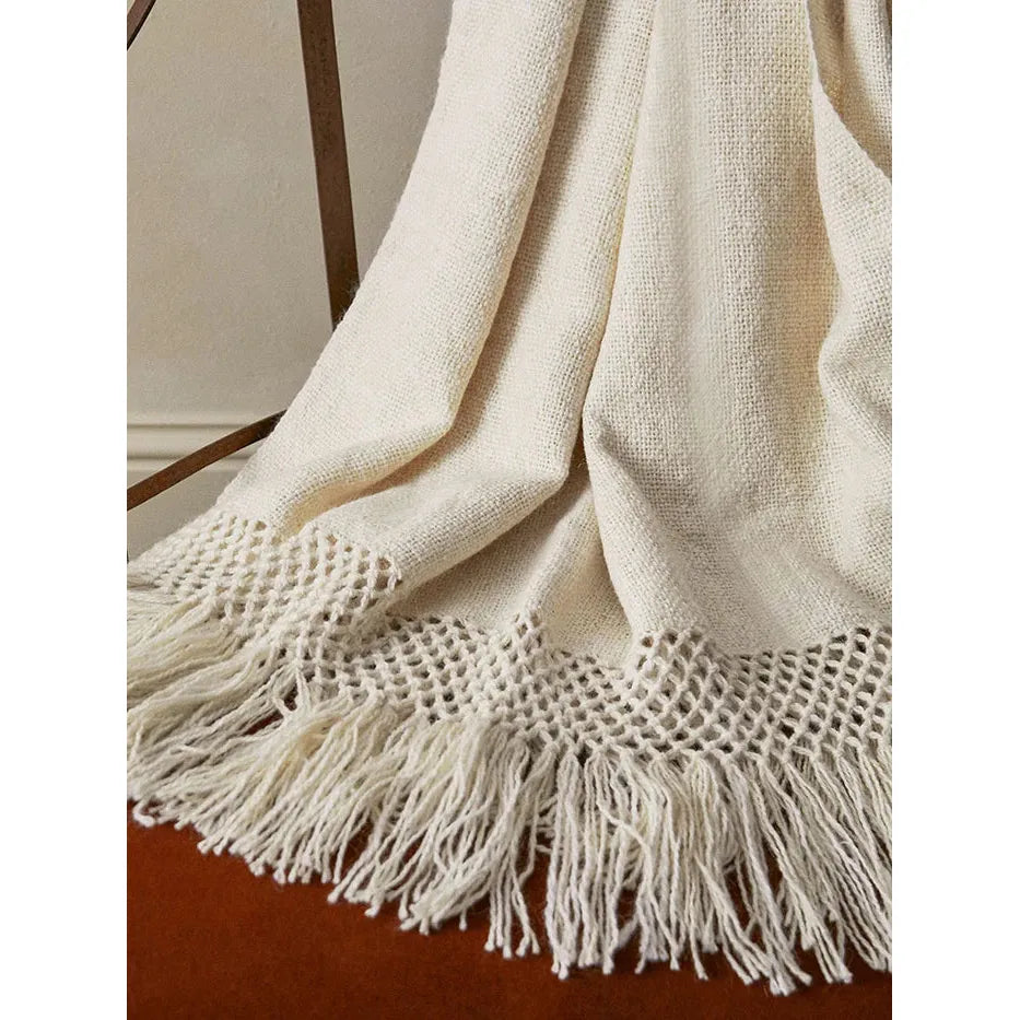 Handwoven Llama Throw - Natural Cream