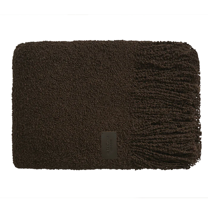 Handwoven Alpaca Blanket with Fringe - Cacao