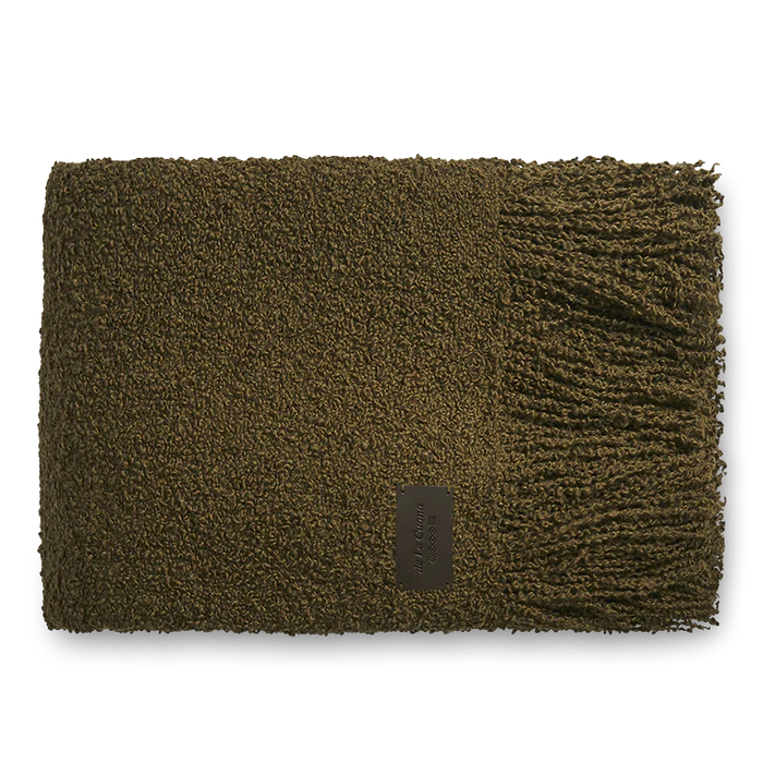 Handwoven Alpaca Blanket with Fringe - Khaki