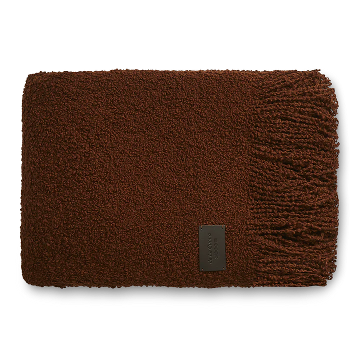 Handwoven Alpaca Blanket with Fringe - Rust