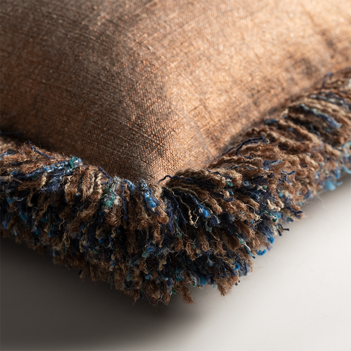 Mackintosh Cushion with Inserted Fringe - Copper