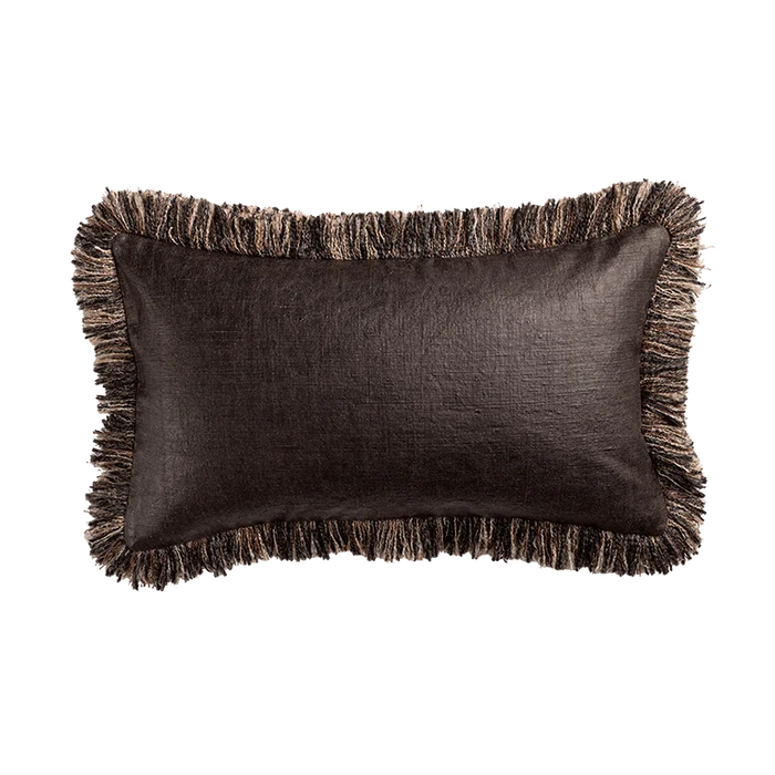 Mackintosh Cushion with Inserted Fringe - Anthracite