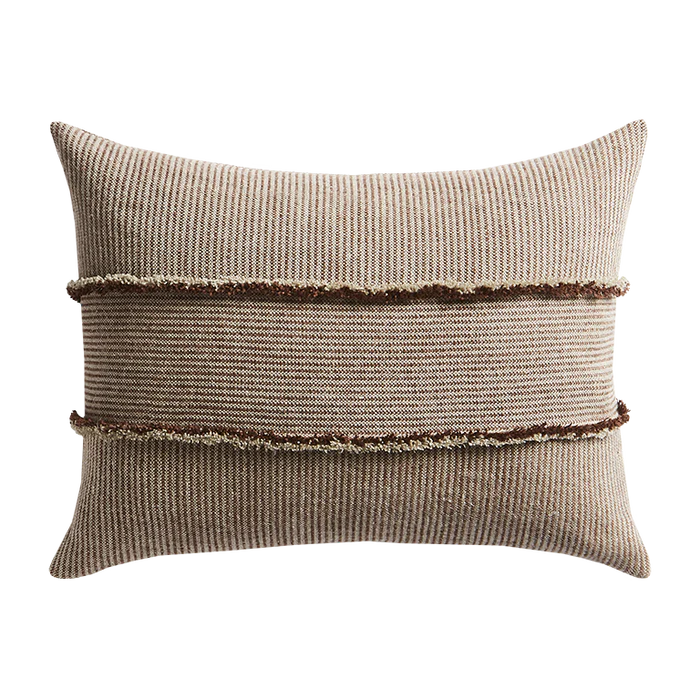 Salopette Cushion with Fringed Panels - Maroon