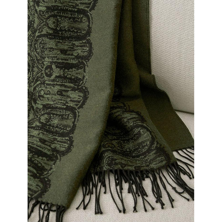 Samurai River Wool Throw - Moss
